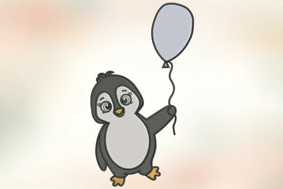 Download Penguin Holding Balloon Emroidery Design - Premium Resources