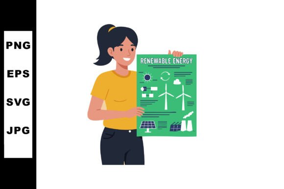 Download Woman Holding Renewable Energy Infograph - Holding Collection