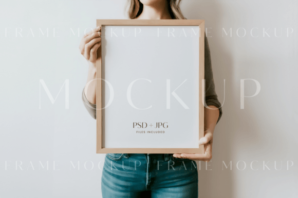 Download Modern Woman Holding 11x14 Frame Mockup - Premium Bundle