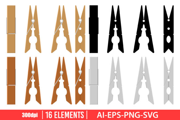 Download Clothes Pin Clipart Vector Design - Clothes Collection