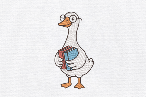 Download Goose Holding Books Embroidery Design - Premium Bundle